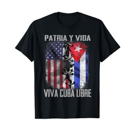 Patria y Vida, Viva Cuba Libre, Mens Vintage Cuban T-Shirt