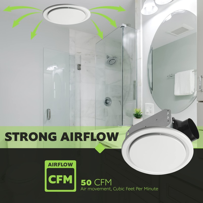 Homewerks 7140-50-G3 Bathroom Fan Ceiling Mount Exhaust Ventilation, Ultra Quiet
