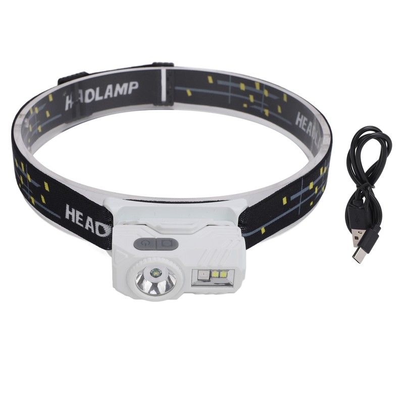 Bright LED Rechargeable Headlight USB Charging Sensing Hiking Head Lamp