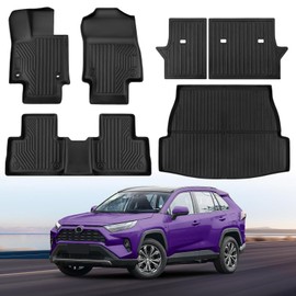 TSLDRV Floor Mats for Toyota RAV4 2025 2024-2019 (Include Hybrid) Full Set All Weather Floor Mats for Toyota RAV4 Accessories 2025 2024-2019 TPE Back Seat Cover Protector Trunk Frunk Mat