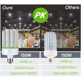 TSEXES 2 Pack LED Corn Bulb 150W,E39 Mogul Base,23700Lm 5000K Corn Light Bulb Replacement Metal Halide HID CFL for Commercial Industrial Lighting Warehouse High Bay Light Fixture Garage Workshop