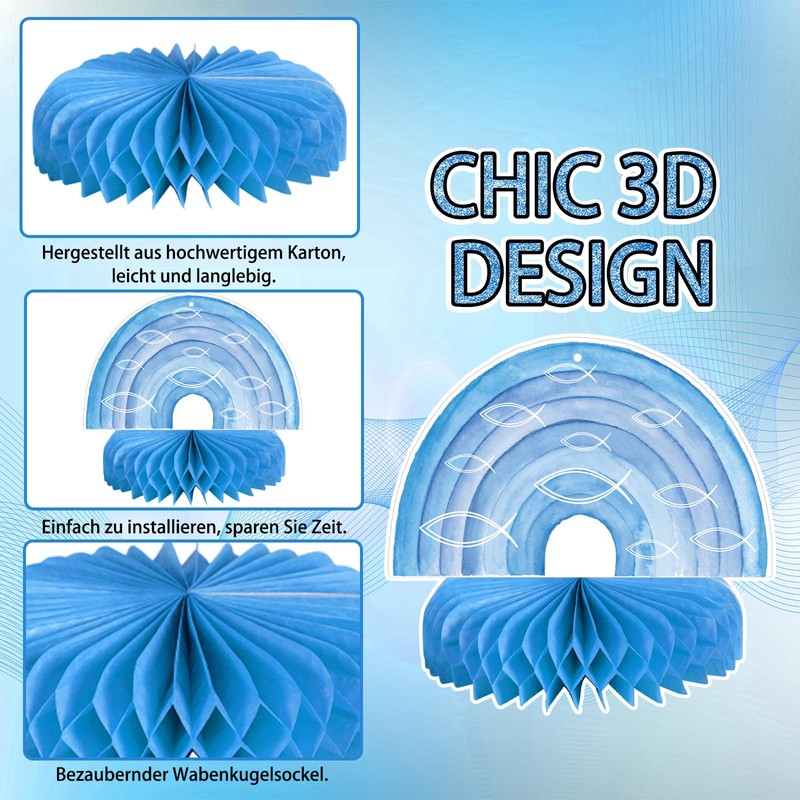 Honeycomb Centrepiece Table Decoration Confirmation Christening Decoration Boy Girl Blue
