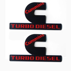 2Pack Compatible with Cummins Turbo Diesel Emblem Badge High Output Ram 2500 3500 Emblem 6.2" by 3.4" inches Red