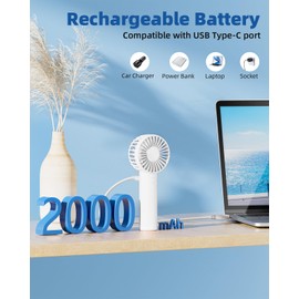 Edvision Mini Handheld Fan, Powerful 3 Speed Portable Personal Fan, Cute and Pocket Design, USB Rechargeable for Makeup/Lash/Travel/Outdoors, Summer Gift for Stylish Girls Women Kids-White