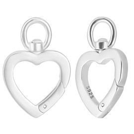 Beebeecraft 1 Box 2Pcs Keychain Clips 925 Sterling Silver Heart Swivel Clasps Spring Gate Rings for Keychains Bag Purse Handbag
