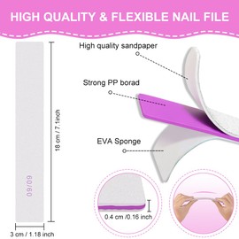 LOPHE 12PCS Professional Nail Files, Double Sided 60/60 Grit Emery Boards for Nails, Nail Shaping Manicure Tools, Professional Nail File Set for Nail Styling, Salon, Home Use