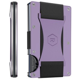 The Ridge The Ridge Wallet For Women, Slim Wallet For Women - Thin as a Rail, Minimalist Aesthetics, Holds up to 12 Cards, RFID Safe, Blocks Chip Readers, Aluminum Wallet With Cash Strap (Lavender)