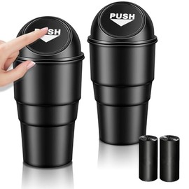 2 Pcs Bote de Basura para Carro con 2 Rollos Bolsas,Portátil Cubo de Basura para coche,Mini Cubo de Basura para Coche con Tapa,Accesorios para Auto para Mantener el Automóvil Limpio y Ordenado