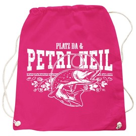 Fun Costs Backpack Bag Bag Angler Platz da and Petri Heil in Many Colours for Fishing Tackle Bait, pink