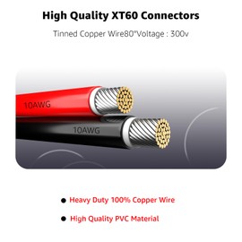 Lusperi 10AWGXT60 Female to Anderson Connector Cable Anderson to XT60 Plug Adapter Compatible with RC Battery/Solar Portable Power Power Station/Portable Solar Panel(Cable Length 6.6ft)