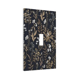 Decorative Light Switch Cover Vintage Floral Wildflowers Plant 1 Gang Single Toggle Device Electrical Faceplate Switchplates Decorator Outlet Wall Plate for Bathroom Home Decor