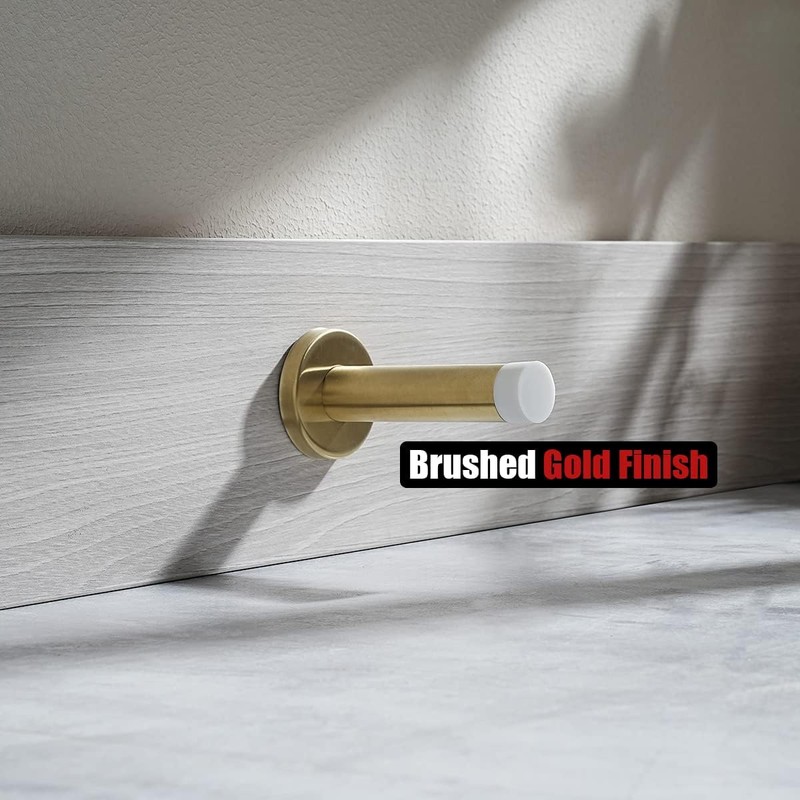 2 Pack Brushed Gold Wall Mounted Door Stopper, 304 Stainless