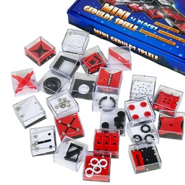 Mini Cube Puzzle Box Set, Brain Game 24PCS Maze Puzzle Box 3D Three-Dimensional Ball Maze Funny and Cool Brain Teasers for Kids-Safe for Boys, Girls, Teens, Party Favors (B)