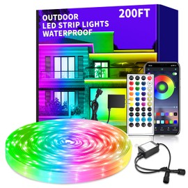 vimeepro 200ft Outdoor LED Strip Lights Waterproof,IP68 Waterproof Strip Lights with Remote,App Control Music Sync RGB Outdoor LED Rope Lights,LED Lights for Bedroom,Roof,Pool,Deck