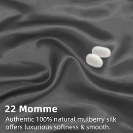 LINENOVA 100% Mulberry Silk Pillowcase – Standard/Queen 50x75cm, 1 Pack, Luxury 6A Grade Silk for Hair & Skin, Anti-Frizz, Moisture Retaining, Hypoallergenic & Breathable, Gift-Ready – Charcoal