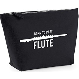 Hippowarehouse Born to Play Flute printed make up cosmetic wash bag 18x19x9cm