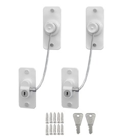 Window Safety Locks for UPVC Windows,2 Packs Window Restrictor Locks for Child & Pet No Drilling Babyproof Locks with Keys for Windows, Sliding Door, Cabinet, Fridge, Oven