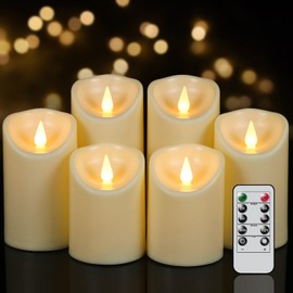 Wondise Flameless Candles with Remote, Set of 6 Battery Operated Flickering Flameless Candles with Timer 2/4/6/8H, Ivory Plastic LED Candles for Home Decor Wedding Christmas Decorations