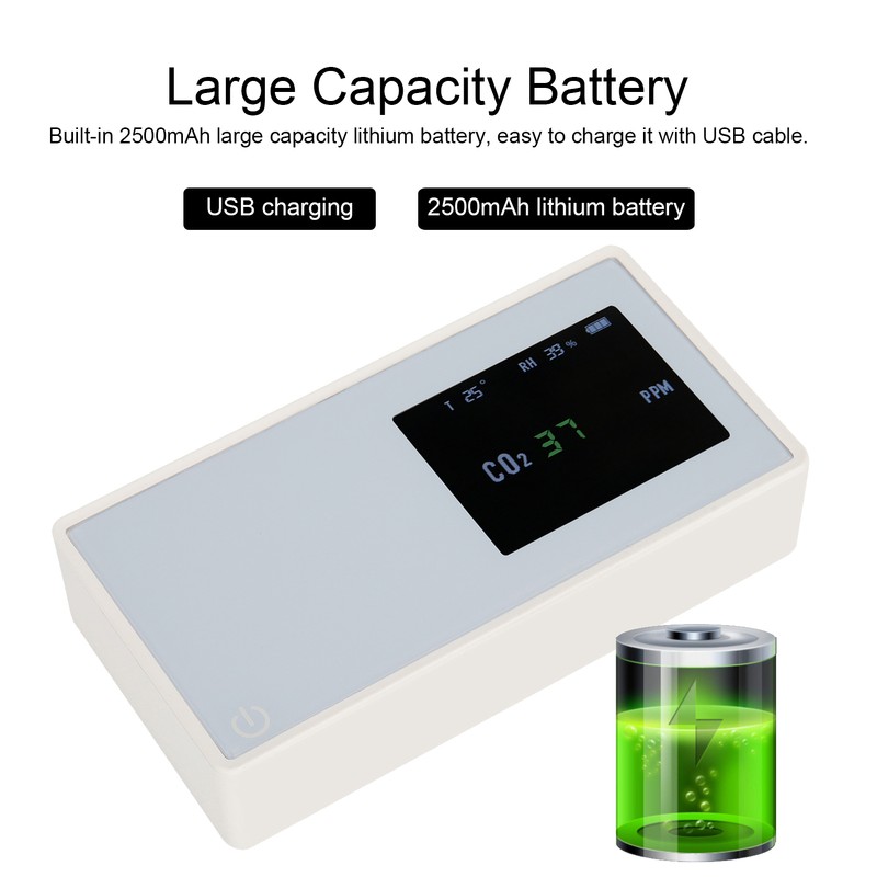 CO2 Monitor Professional Large Screen Display Carbon Dioxide Temperature Humidity