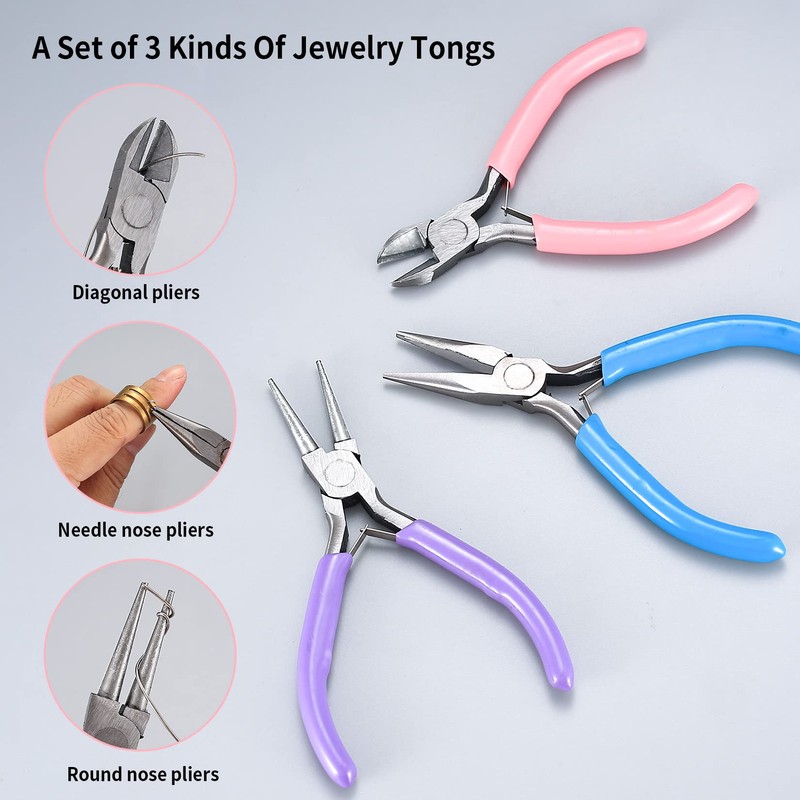 Xiaomoyu Pack of 3 Jewellery Pliers, Pliers for Jewellery Making,