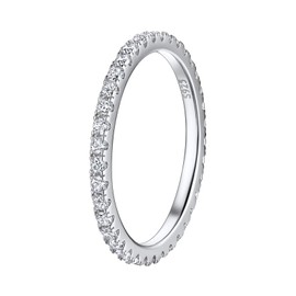 Suplight Womens Ring Cubic Zirconia Eternity Band 925 Sterlings Silver Engagement Promise Rings Size 12