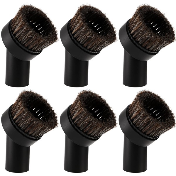 WUWEOT 6 Pack 1.25" (32mm) Vacuum Cleaner Brush Round Dust Brush, 25mm Horse Hair Vacuum Cleaner Attachment Replacement, Black Brush for Most Brand Accepting
