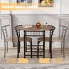 JUMMICO 3-Piece Wooden Round Table & Chair Set, Space Saving