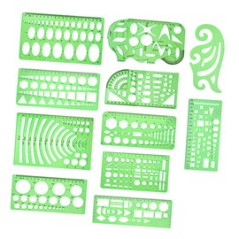 COHEALI 11pcs Stencils Geometric Ruler Stencil Set Plastic Measuring Templates Rulers