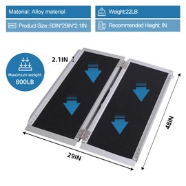 CHEESPRING Portable Wheelchair Ramp 4FT,No-Slip Aluminum Folding Handicap Ramp 800 lbs Load Capacaity,Wheel Chair ramp for Home Steps,Stairs,car