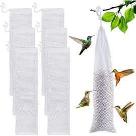 Pack of 6 Bird Feeder Bags, Finch Socks Feeding Bag Bird, Feeder Birds with Funnel, Feeder for Wild Birds, for Gardens, Courtyards, Wild Finch Feeding (White, 40 x 10 cm)