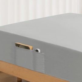 Twin Fitted Sheet Only with Side Storage Pocket - Premium 1800 Super Soft & Cozy Microfiber, Wrinkle, Fade, Shrinkage Resistant Deep Pocket Twin Size Fitted Bottom Sheet, Light Gray