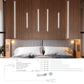 CUBITOR LED Recessed Lighting Kit,6 Pack Self-Adhesive COB LED Light Bar, Cold White 6000K, with Touching Switch, for Wood Slat Wall Panels,Headboards,Home Decor. Silver Chanenl,2Pcs*(16in+24in+40in)