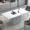 HSH 55 inch Dining Table for 4, Modern White Faux