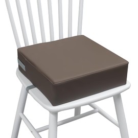 Toddler Booster Seat for Dining Table,Two Elastic Seat Belts, Anti-Scratch PU Skin-Friendly, Waterproof, Anti-Wrinkle, Detachable Non-Slip Bottom - Dark Brown