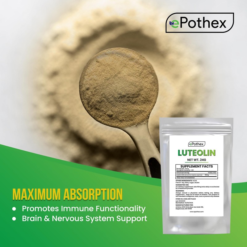ePothex Pure Luteolin Powder 24 Grams, Brain and Nervous System