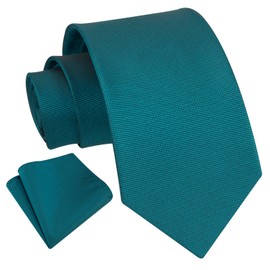 Enlision Teal Ties for Men Classic Tie and Pocket Square Set Formal Business Office Plain Necktie Handkerchief