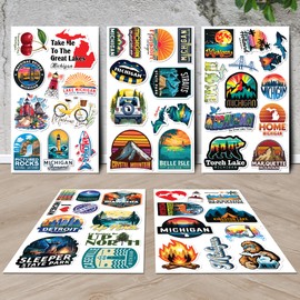 MONIZY Michigan State Travel Stickers 50 Pieces Vinyl Waterproof Decal for Laptop Water Bottle Phone Car Window Bike Motorcycle Stakeboard Scrapbook Sticker Gifts