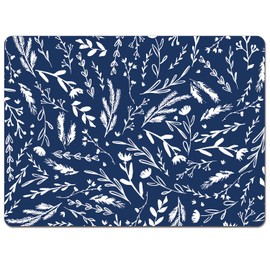 CounterArt Navy Meadow Sketch Premium Decorative Hardboard Tabletop Placemats 4-Pack Manufactured in The USA Heat Tolerant and Easily Wipes Clean