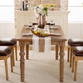 Boho Decorative Table Runner, Brown, Modern Winter Decoration, Country House Style, Washable Table Decoration, Party, Rustic Macrame Table Runner for Wedding, Kitchen and Dining Table, 30 x 140 cm