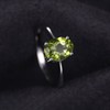 JewelryPalace Class Natural Gemstone Green Peridot Birthstone Solitaire Engagement Rings