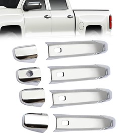 GXARTS 4PCS Chrome Door Handle Cover with 4 Smart Key Hole Fit for Chevy Silverado 1500 2500HD 3500HD Fit for GMC Sierra 1500 2500HD 3500HD 2019-2022