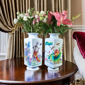 MTME Porcelain Figurines, Jingdezhen Decorative Flower vase, Home Decor, Wedding Gifts, Aesthetic Sculpture Home décor (Four Ladies)