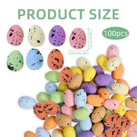 Pack of 100 Easter Decoration Speckled Foam Eggs, Mini Styrofoam Bird Eggs, Graffiti Eggs Basket Stuffers Easter, Speckled Foam Easter Eggs for DIY Crafts Easter Party Favours Supplies