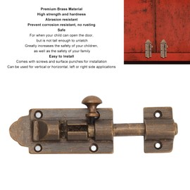 Solid Cast Brass Latch, Antique Brass Door Slide Bolt Lock Hardware, Sliding Door Bolt with Screws, Door Slide Bolt Lock Heavy Duty Gate Slide Latch, Double-Sided Gate Latch Door Bolt
