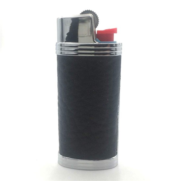Lucklybestseller - Funda de piel para encendedor Bic Mini J5 (metal), color negro