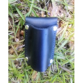 Leather Flashlight Holster for AA Battery Flashlights - Heavyduty Made in USA (Black (Snap))