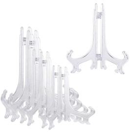 JJUNW 6Pcs Plastic Easel Plate Display Stands, 4/6/8 Inches Acrylic Plate Stand Clear Display Stand for Display Pictures or Other Items at Weddings, Birthdays, Home Decoration, Tables
