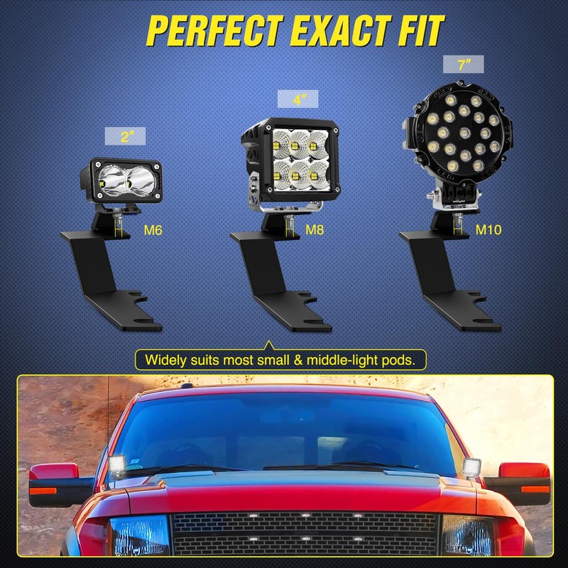 Nilight Ditch Light Brackets Hood Hinges Mount Bracket Kit for
