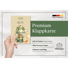 WBdesignz Birthday Card with Envelope - Dino Card Birthday You Are Dino-Mite Dinosaur Greeting Card for Birthday (A6)