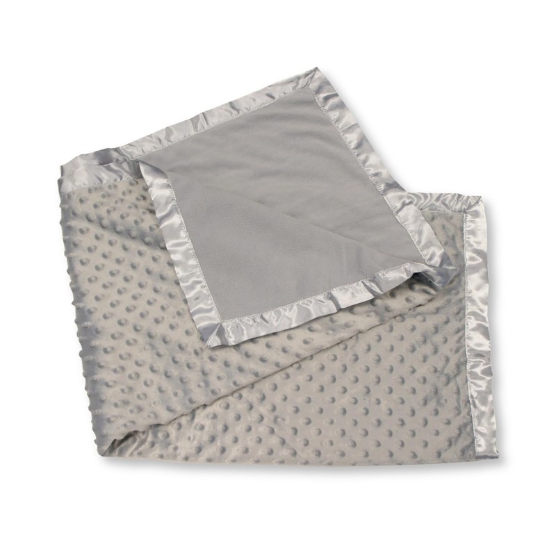 Baby Velour Bubble Wrap Blanket with Satin Trim (Grey)